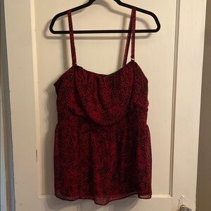 Lane Bryant Red and Black Camisole Fitted Spaghetti Straps Sleeveless
